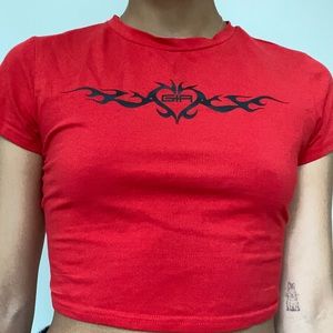 I AM GIA Gia Tee Red Cropped Cut